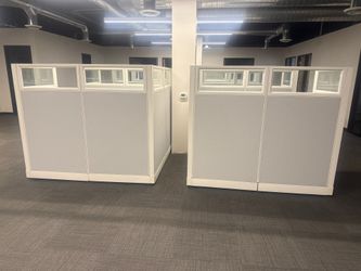 Modern Glass Office Cubicles / Workstations – Excellent Condition