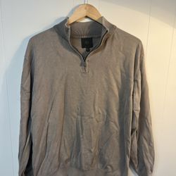 F/X Fusion Quarter Zip Pullover Mens Large Beige Sweater Casual Lightweight