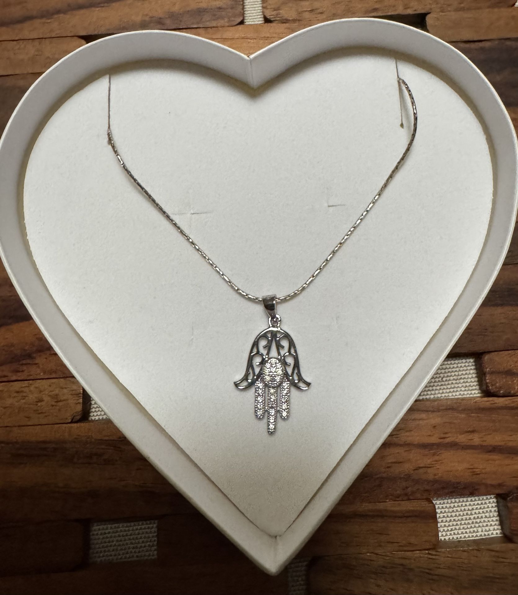 NWT Magnolia Silver Jewelry Silver Necklace with Hamsa, 16” long
