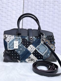 Coach Mercer Satchel Canyon Quilt Denim Patchwork