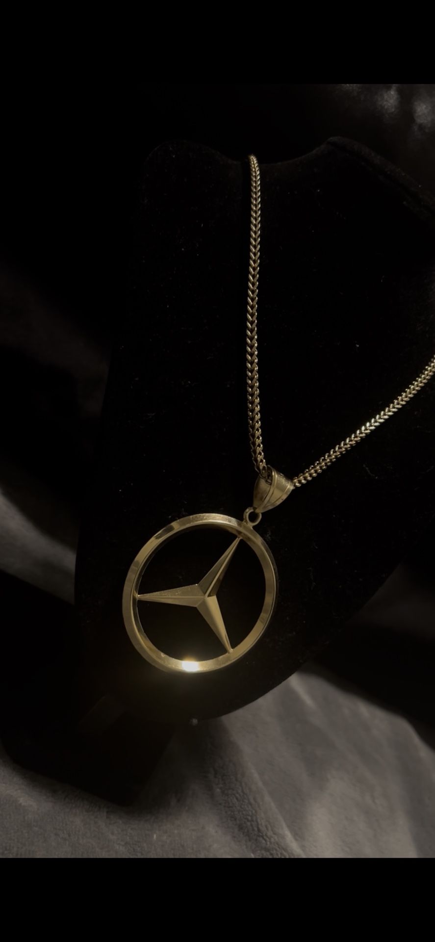 Brand new 10k gold 20inch franco chain 9g 14k 2 1/2inch custom mercedes pendant 6.4g all real ..