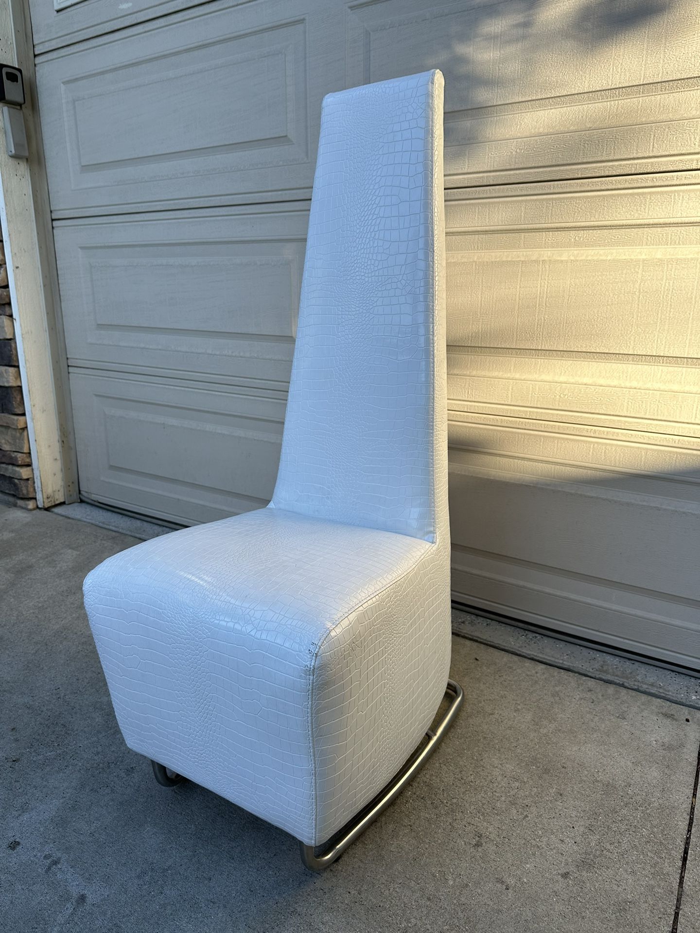 White Crocodile Leather Dining Room Chairs
