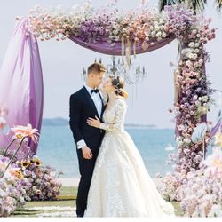 Asee'm 6.6FTx6.6FT Gold Wedding Arch Backdrop Stand Square Metal Rectangular Arch Frame for Ceremony Party Birthday Bridal Baby Shower Anniversary Arb