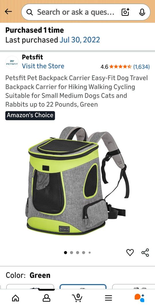 Petsfit Pet Backpack Carrier Easy-Fit Dog Travel Backpack Carrier for Hiking Walking Cycling Suitable for Small Medium Dogs Cats and Rabbits up to 22 