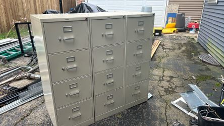 Three Clean Filing Cabinets Off White In Great Condition