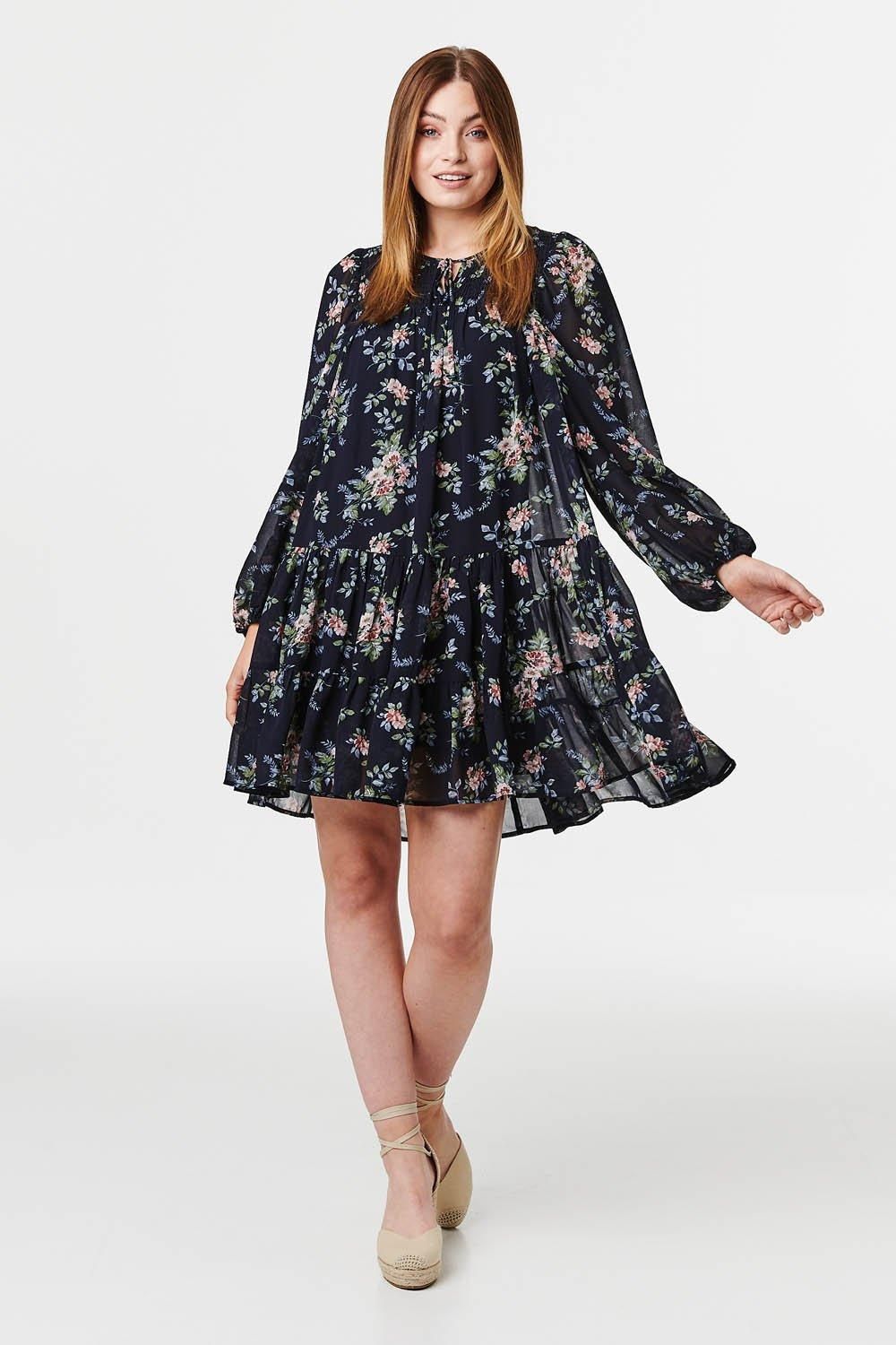 H&M Divided Floral Black Dress