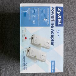 Zyxel PLA-407 Powerline Adapter Kit 200 Mbps Ethernet Pass-Thru NEW