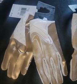 Brand New Nike Vapor Jet Football Gloves White Gold Men Sizes Small, Medium, Large, XL