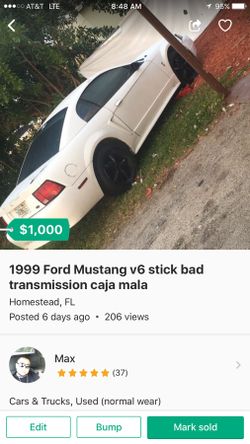 Price reduced mustang v6 bad tranny