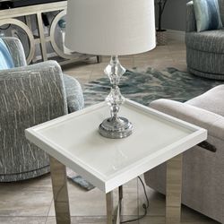 2 Identical End Tables + 2 Identical Lamps 