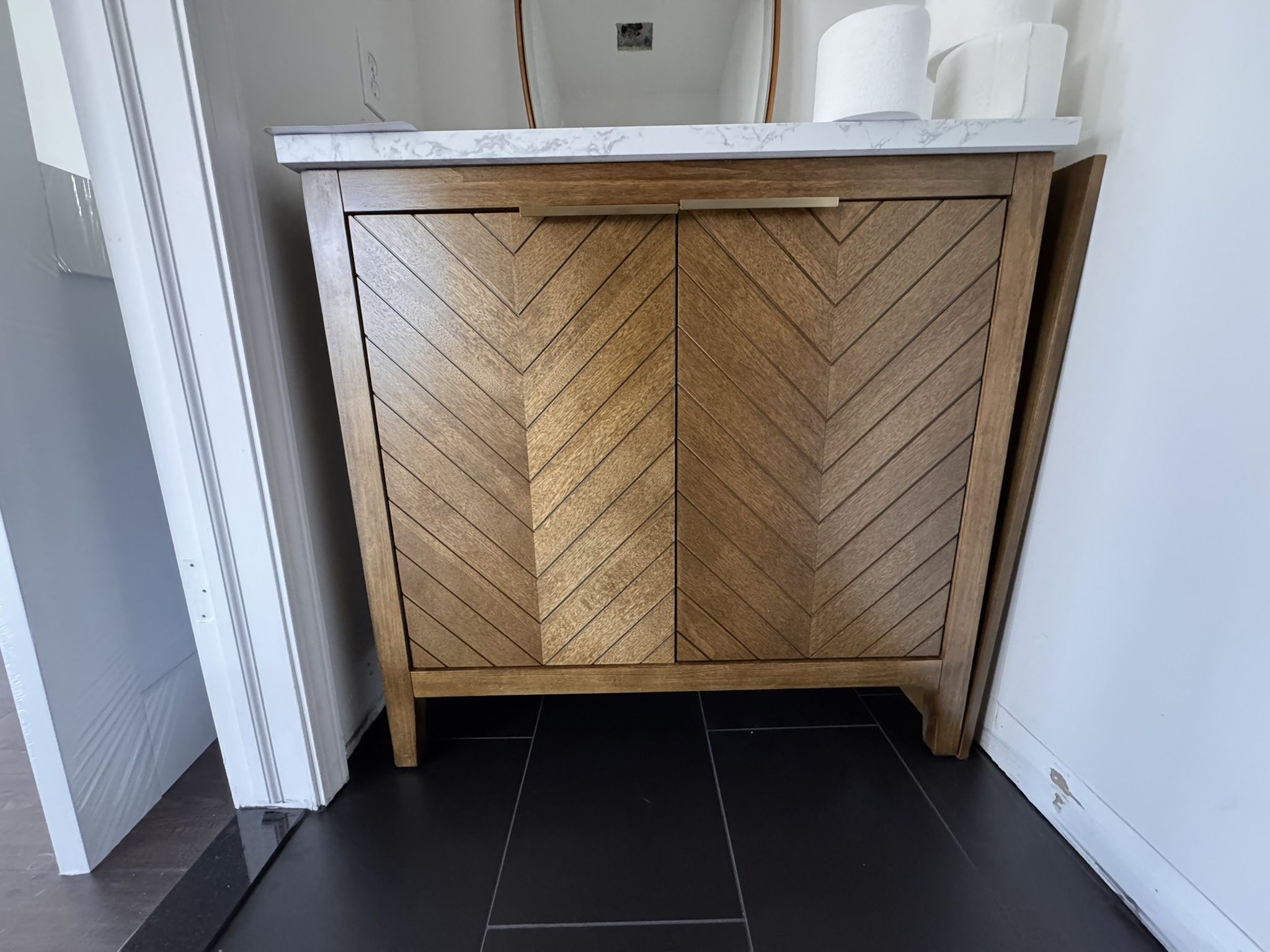 Bathroom Vanity Wood Chevron
