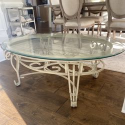 Metal Coffee Table with Glass Top 