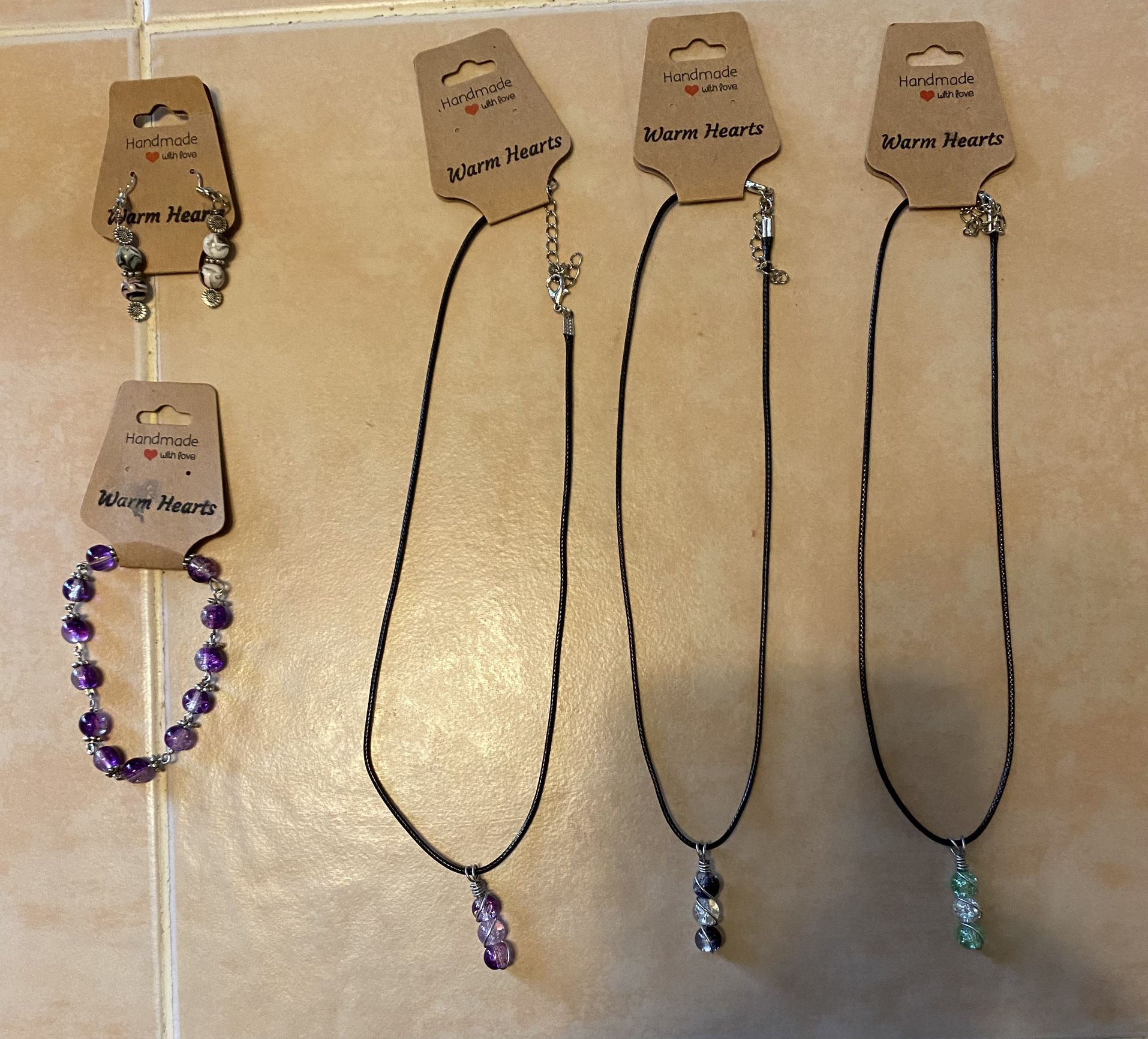 Necklaces, $15 Earrings, $10 Bracelets $10