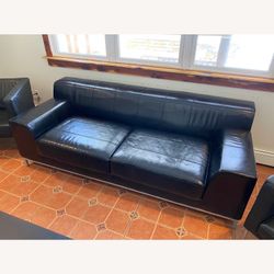 IKEA Black Leather Sofa