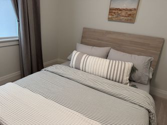 CB2 Mirissa Whitewashed Queen Bed With Mattress