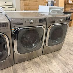 LG stainless steel frontload washer and dryer set electric with warranty