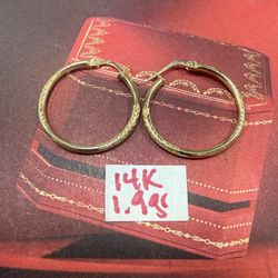 14K Yellow Gold Hoop For Wedding 1.9Gr 