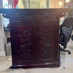 Chinese Rosewood  Dragon Console Altar Cabinet
