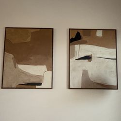 Target Threshold Earth Abstract Framed Canvases (set of 2)