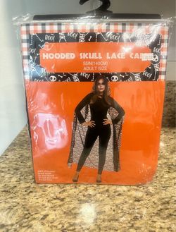 Hodded skull lace cape
