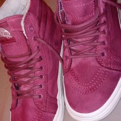 Womens Vans Off The Wall Red High Top Sneakers