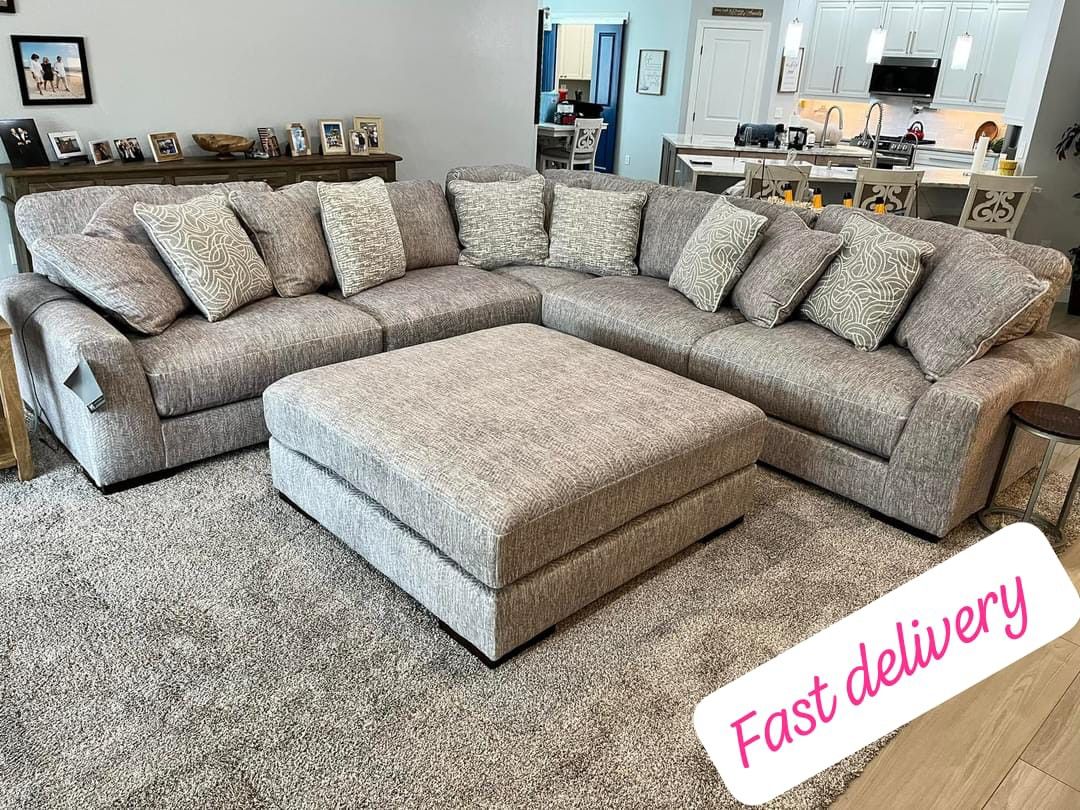 $50 Down Finance Sectional Sofa Loveseat Reclining Sofa Bedroom Set Queen Bed King Bed Dresser Nightstand Chest Dining Table Chairs