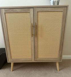 Modern Rattan Accent Cabinet – Like New