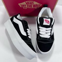 Vans Knu Stack Chunky Platform Black True White Sneakers Women 8.5 Men 7