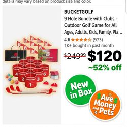 New bucketgolf Game 9 Hole Bundle with Clubs