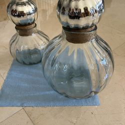 2—-HAND BLOWN MEXICAN GLASS DECANTORS NEW