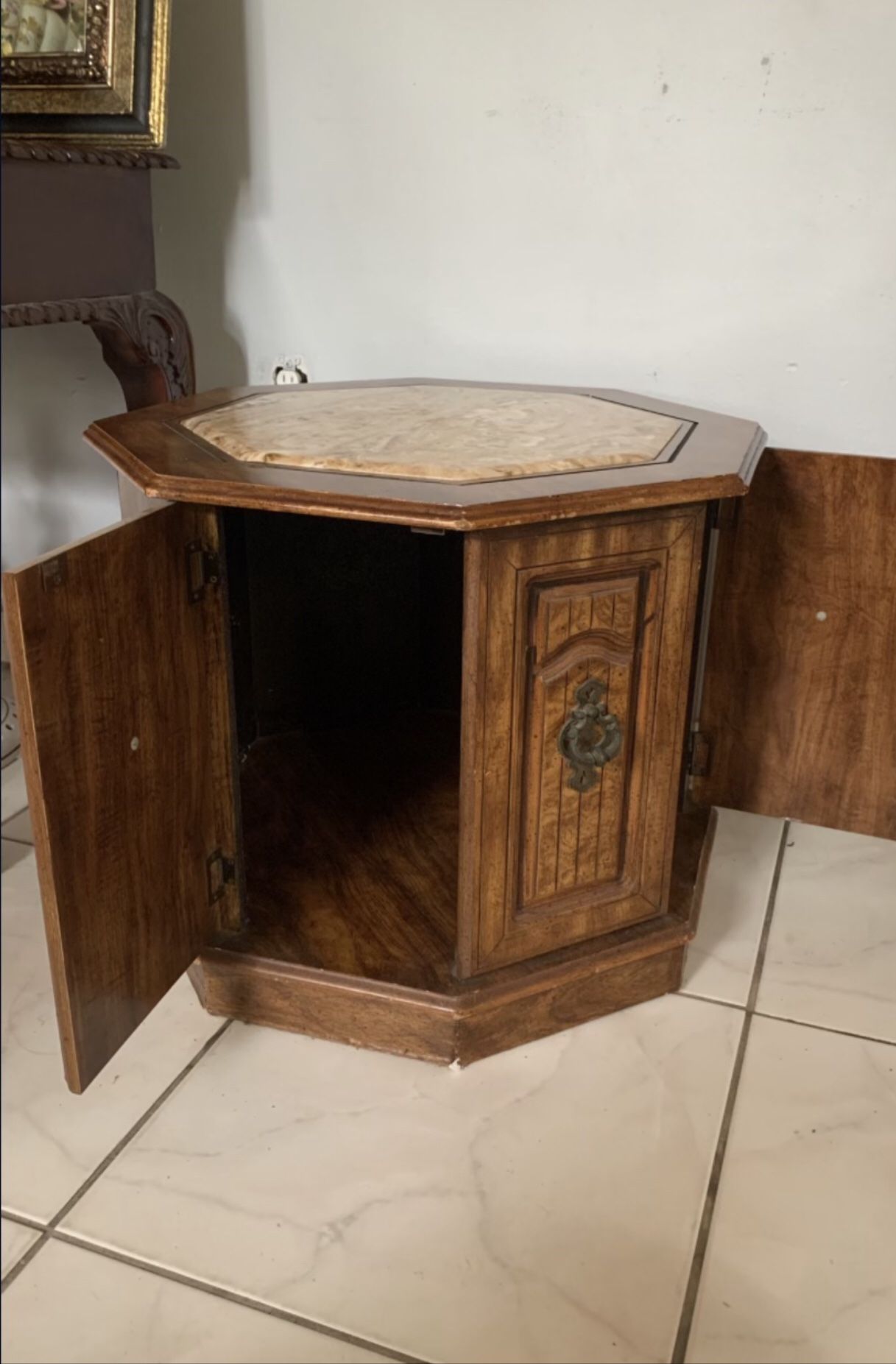 Antique Table With Stone Top