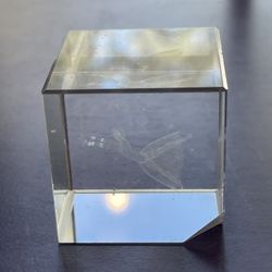 Clear Glass Cube With Fairy Illusion Paperweight