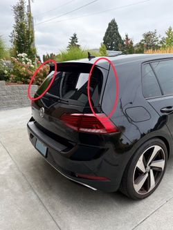 VW Golf R MK7 Genuine Vertical Tailgate Lid Spoiler Side Trim Pair Black