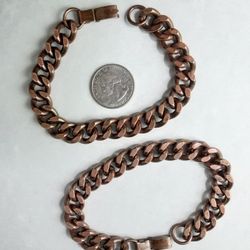 Vintage Mens Solid Copper Cuban Link Bracelets