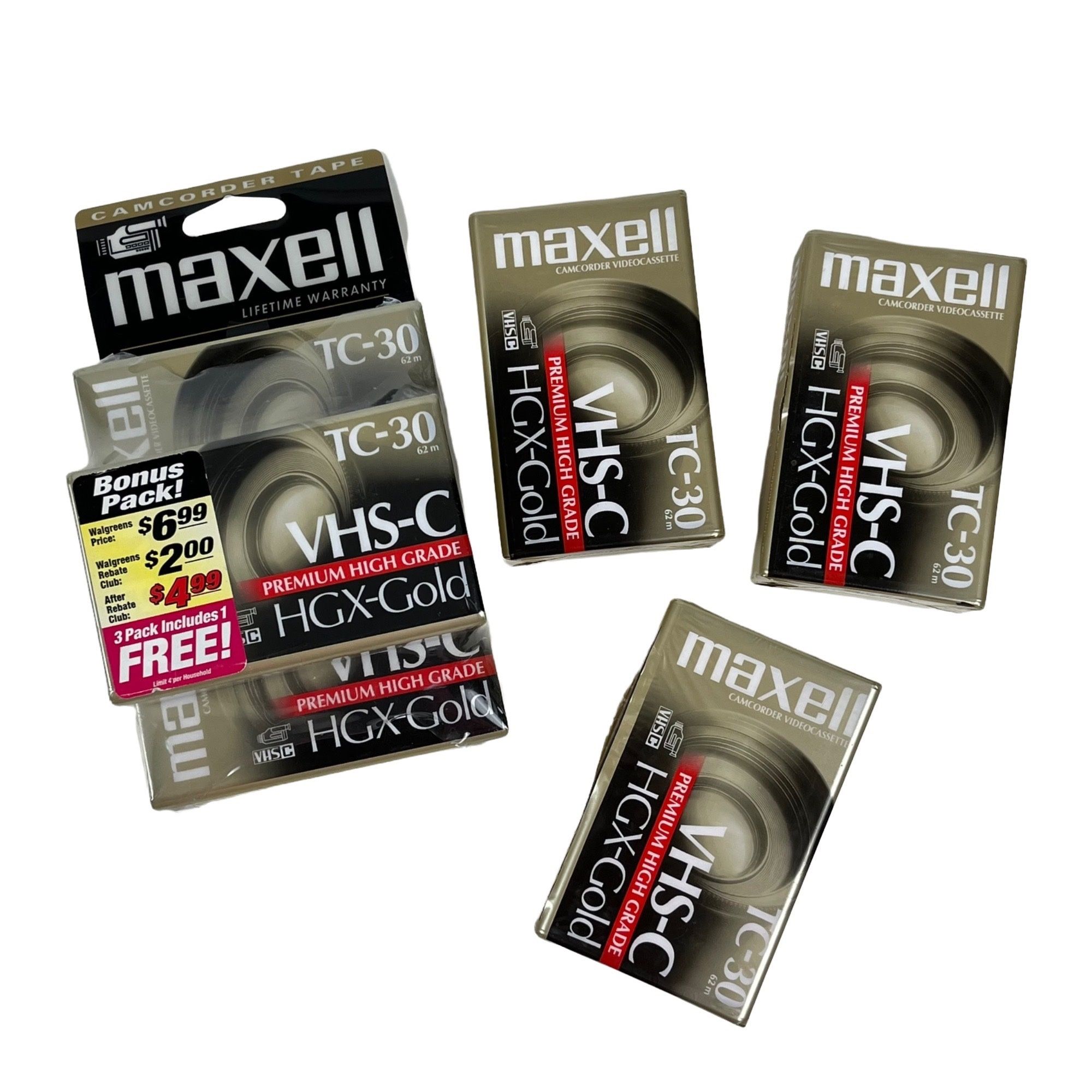 Maxell VHS-C Premium High Grade HGX-Gold TC-30 Camcorder Tape Lot of 6