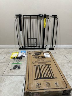 Extra Wide Pet Gate / Safety Gate with Pet Door - Fits Openings 29” - 36.5”