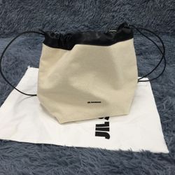 Jil Sander NWT Small Canvas Drawstring Crossbody Bag
