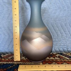 Vintage Japanese Vase Blue Purple Iridescent Colors Tajimi Japan