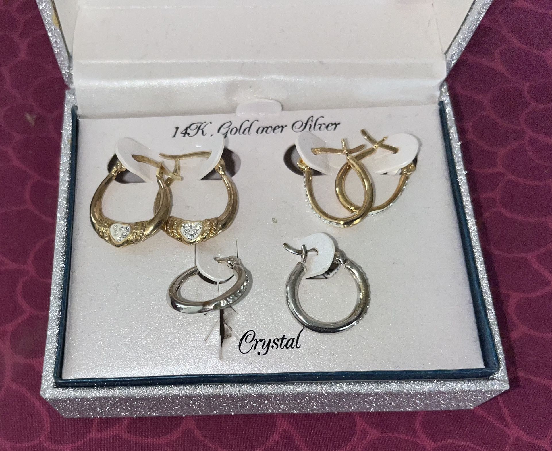 14K Gold Over Silver and Silver Hoops