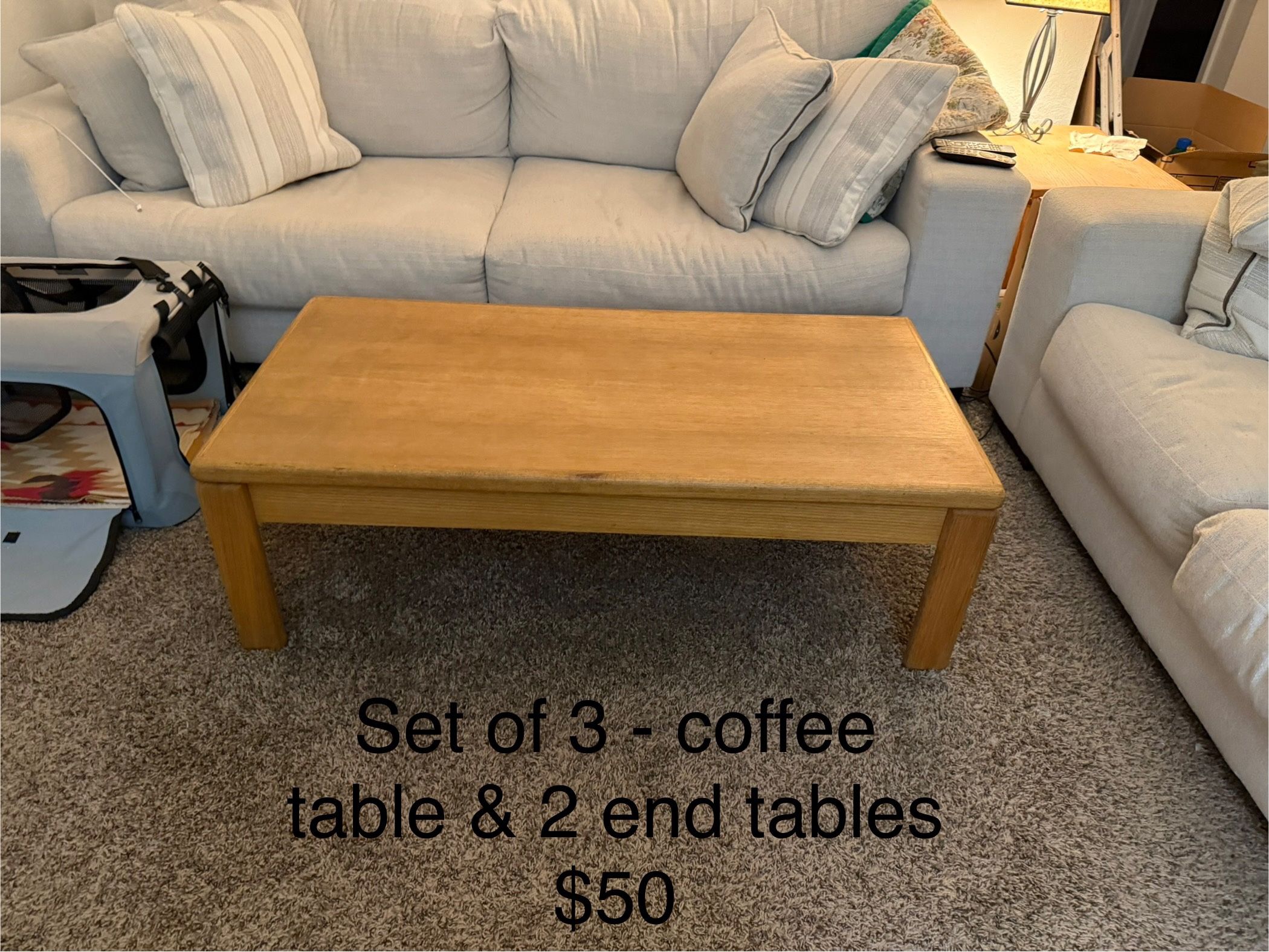 Oak Coffee Tables & 2 End Tables