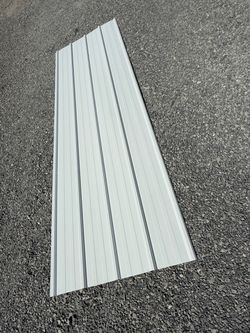 9ft 10in x 36in White Metal Ribbed Roofing / Siding Panels, 26 Gauge