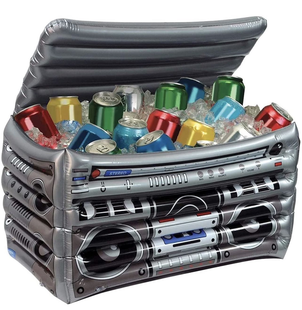 Boom Box Beverage Ice Bucket, Inflatable Cooler for Pool Camping BBQ, 80's Theme Retro Party Decor,Large Drink Floating ,Food Small Ice Chest,Birthday