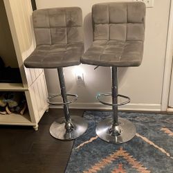2 gray Adjustable Swivel Armless Barstools 