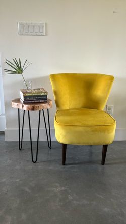 Yellow velvet accent chair