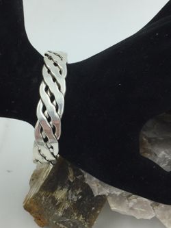 925 STER Silver Weave Design Cuff Bangle 7.5”