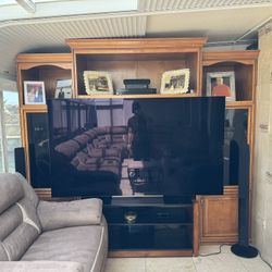 LARGE WOOD CARVED Entertainment center 