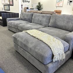 Grey corduroy Modular sectional
