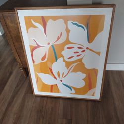 Floral Art Print with Solid Wood Frame