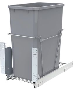 Single Pullout Trash Can for Under Kitchen Cabinets Include Single 35QT Trash Bin Doesn't Include Door Fittings, Bottom-Mount Recycling Bin