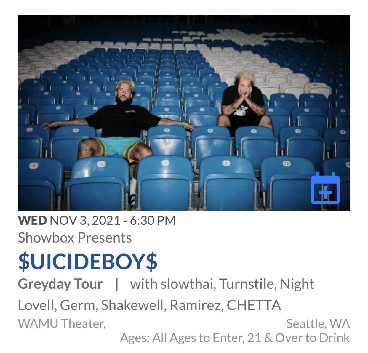 $UICIDEBOY$ Ticket At WAMU